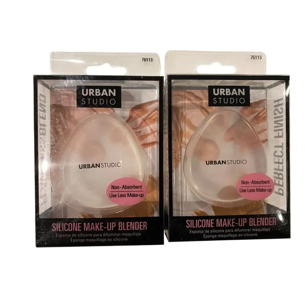 Urban Studio Silicone Makeup Blender Lot Of 2 Non Absorbent Clear Set Cosmetics